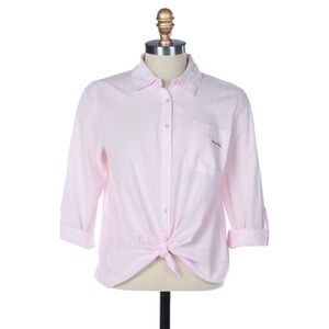 NWT Size Small "Dump Him" Striped Button Down. Pink & White. Brand is Pink Rose.